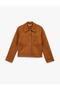Classic Collar Long Sleeve Faux Suede Shirt with Snap Button Pocket Detail - 3