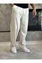 Men's Baggy Fit Fabric Trousers Beige Eca002 - 2