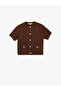 Buttoned Short Sleeve Crew Neck Pocket Detailed Knitwear Cardigan - 3