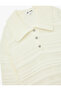 Openwork Long Sleeve Stone Button Polo Neck Knitwear Sweater - 5