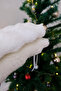 Plush Cream Christmas Pine Tree Bottom Cover Washable Fabric with Ribbon 70 cm - 8