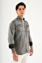Men's Smoked Slim Fit Slim Fit Washable Denim Shirt - 2