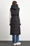Hooded Button Closure Long Puffer Vest BLACK 8228 - 8