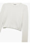 Long Sleeve Crew Neck Knit Crop Sweater - 5