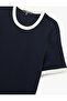 Short Sleeve Crew Neck Tok Fabric Color Contrast Cotton Slim Fit T-Shirt - 5