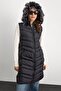 Furry Removable Hooded Inflatable Vest Black 8192 - 4