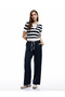 Short Sleeve Striped Knitwear Polo Neck Sweater - 2