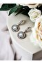 Crystal Stone Round Pearl Earrings - 4
