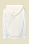 Black Safety Pin Embroidered White Hooded Sweatshirt - 3