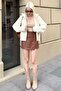 Brown Women's Leather Shorts Skirt Mg2521 - 3