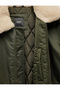 Long Sleeve Pocket Detail Label Detailed Plush Collar Winter Coat - 6