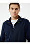 Long Sleeve Ribbed Basic Half Zip Sweatshirt - 3