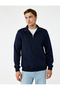 Long Sleeve Ribbed Basic Half Zip Sweatshirt