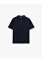 Viscose Regular Fit Polo Neck Half Zipper Short Sleeve Knitwear T-Shirt - 3