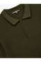 Regular Fit Short Sleeve Cotton Textured Button Polo Neck Knitwear T-Shirt - 5