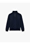 Long Sleeve Ribbed Basic Half Zip Sweatshirt - 4