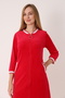 Women's Cotton Velvet Zippered Winter Dress / Fuchsia 3431 - 7