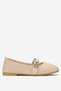 Women's Pearl and Seal Accessory Banded Ballerinas Cream