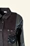 Black Flame Embroidered Sleeves Leather Detailed Jean Jacket - 4