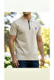 Cream Color Men's Slim Fit Polo Collar 100% Cotton - 3