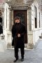Men's Black Regular Fit Buttoned Pocketed Winter Lined Classic Black Long Cashmere Coat - 5
