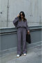 Women's Winter 3-Thread Oversized Fit Bomber Jacket Tracksuit Set