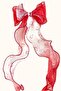 Alice Turkish Flag Red-White Long Tulle Bowknot Hair Clip - 3
