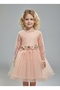 Girls' Tulle and Lace Long Sleeve Festive Princess Wedding Party Birthday Dress