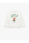 Teddy Bear Printed Ecru Girl's Sweatshirt 6Wkg10058Ak