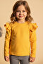 Girl's Mustard Yellow Shoulder Ruffle Cotton Top Crew Neck Body Sweatshirt October 29 Show Outfit