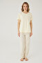 Wishes Comfort Short Sleeve 100% Cotton Women's Yellow Pajama Set - 3