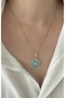 Brand Equivalent Zircon Stone Blue Plate Top Pendant with Eye Detail