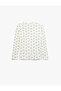 Soft Textured Bow Printed Ecru Girls' Long Sleeve T-Shirt 6Wkg10186Ak - 2