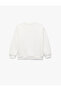 Teddy Bear Printed Ecru Girl's Sweatshirt 6Wkg10058Ak - 2