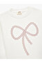 Ecru Girls' Sweatshirt with Ribbon Bow Print 6Wkg10209Ak - 3