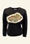 Black Fleece Sweatshirt with Tiger Motif - 2