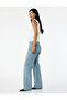 Cotton Buttoned Straight Leg Stoned Jean Trousers - Straight Fit Jean - 2