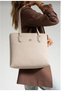 Women's Stone Color Large Size Hand and Shoulder Bag-4028