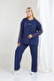 Osho Style Modal Fabric Set Women Large Size Long Sleeve Striped Detail - 6