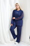 Osho Style Modal Fabric Set Women Large Size Long Sleeve Striped Detail - 3