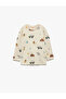 Printed Oversize Cotton Crew Neck Long Sleeve T-Shirt