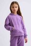 Purple Organic Hooded Sweatshirt Girls' Long Sleeve - 2