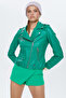 Egoist Women's Green Leather Biker Jacket 22Sgm5794U4