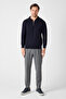 Solin Men's Navy Blue Italian Ribbed Zippered Cotton Sports Polo Collar - 8