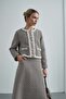 Women's Brown Lined Tweed Jacket Skirt Hijab Set - 3