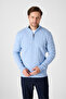 Focus Baby Boy Blue Hair Knitted Half Zipper Cotton Blend Sweater - 5