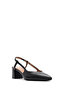 Women's Black Open Back Heeled Leather Shoes 25Sfd 160018 - 7