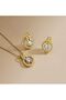 Gold Color Tone Circle Crystal Pendant Necklace and Earring Set - 3