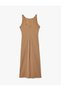 Crinkled Fabric Draped Boat Neck Sleeveless Midi Pencil Dress - 4
