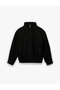 Long Sleeve Pocketed Stand Collar Zippered Crop Cashmere Bomber Jacket - 4